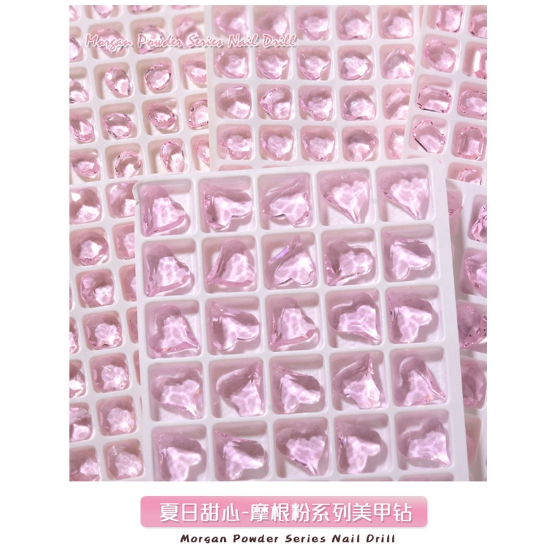 Pretty Hiasan 10pcs Ornamen Kuku 3D Colour Pink Bentuk Hati Bahan Plastik Untuk Dekorasi Nail Art