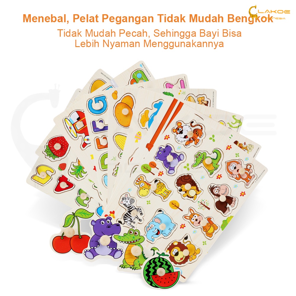 LAKOE Mainan kayu edukasi anak Puzzle Kayu Knob jigsaw puzzle