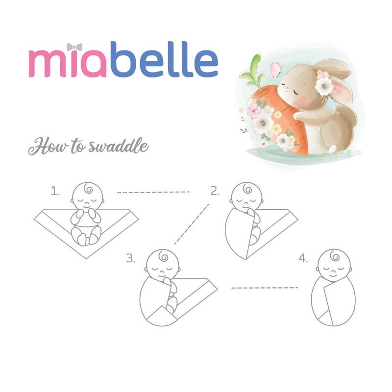Miabelle Swaddle Wrap Bedong Bayi - 4 pcs (Set A/Set B/Set C)