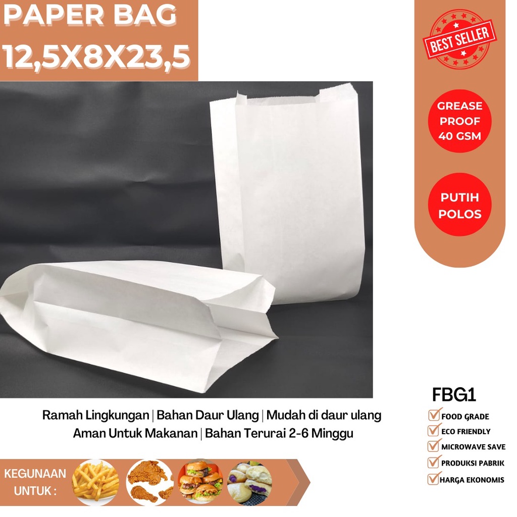 Paper Bag Small Kertas Fried Chicken (Isi 50 Pcs-FBG1W)