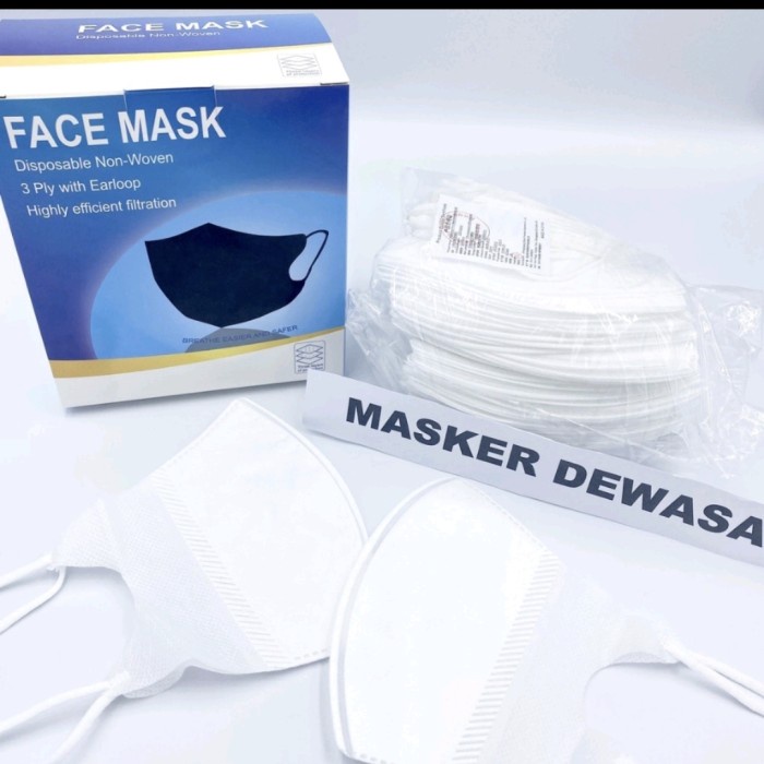 1 Box isi 50pcs Masker DUCKBILL Mask 3PLY BERGARIS Dewasa Murah