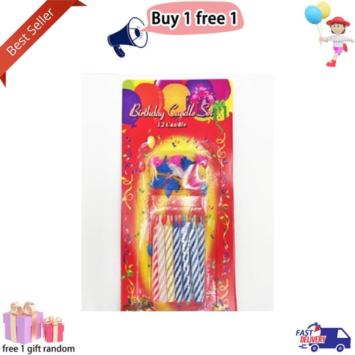 Lilin Ulang Tahun Peppermint Besar Isi 12 pcs