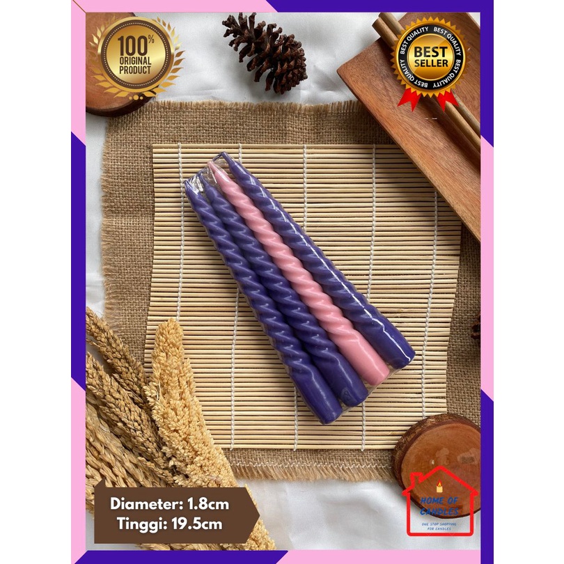 Lilin Adven Spiral Pendek / Lilin Doa Misa Natal 3 Ungu 1 Pink