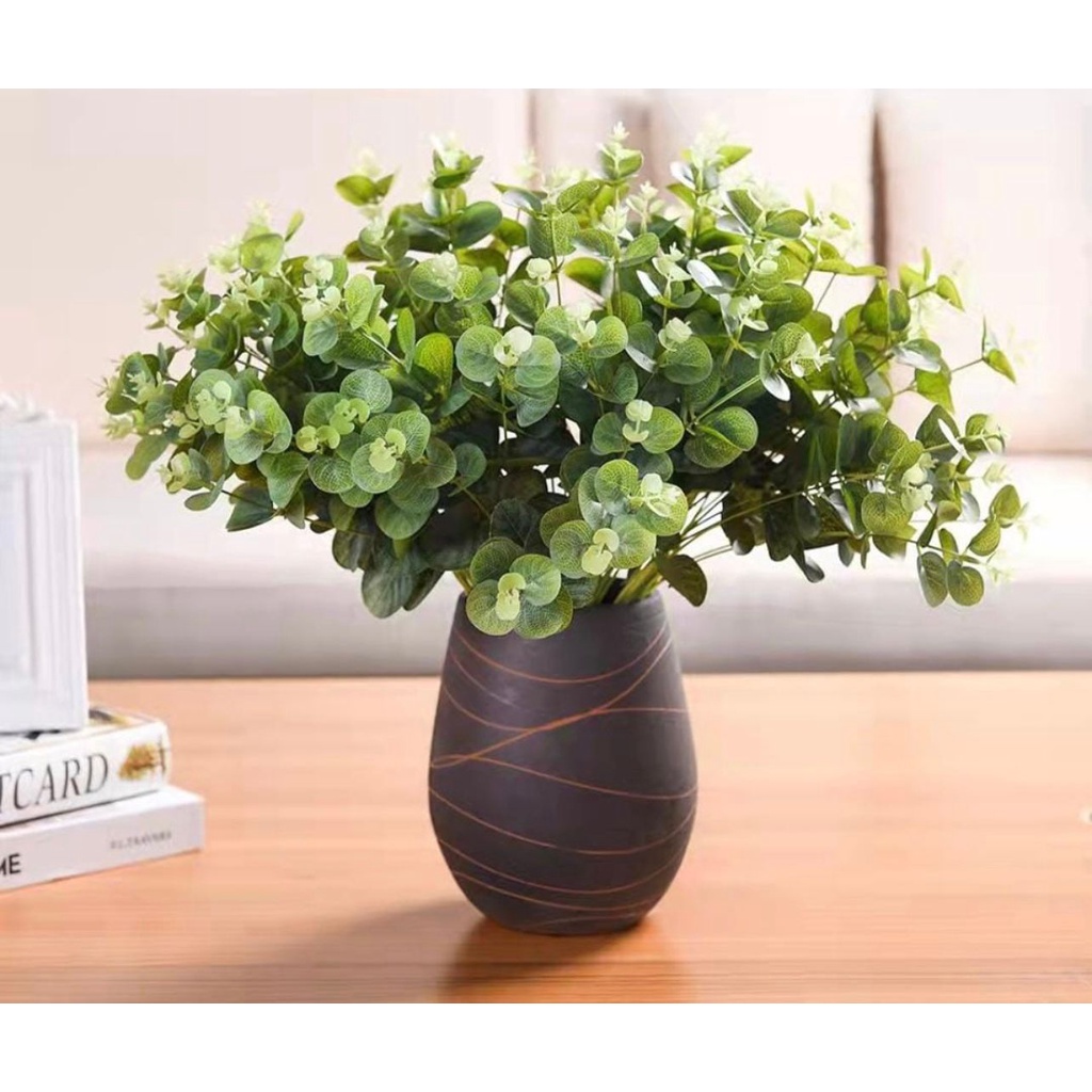 daun eucalyptus 4 Cabang daun dollar daun palsu daun artificial daun dolar daun uang