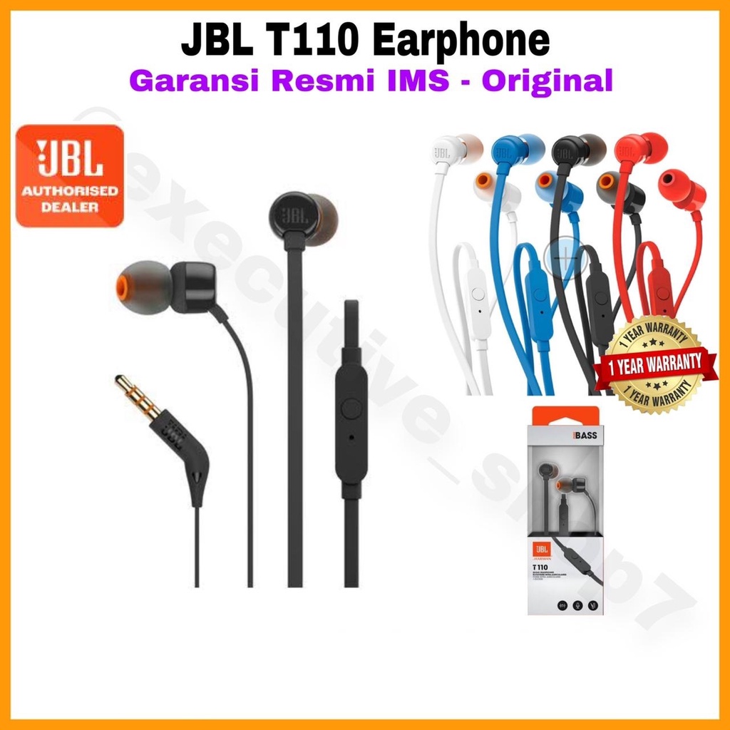 JBL T110 Earphone - Garansi Resmi  IMS - Original