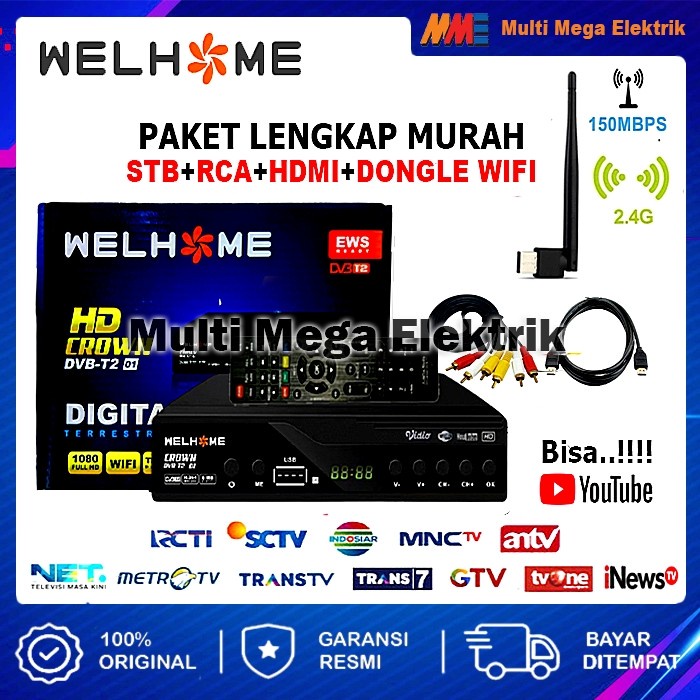 Set Top box Tv Digital Welhome DVB T2 EWS tv analog ke digital