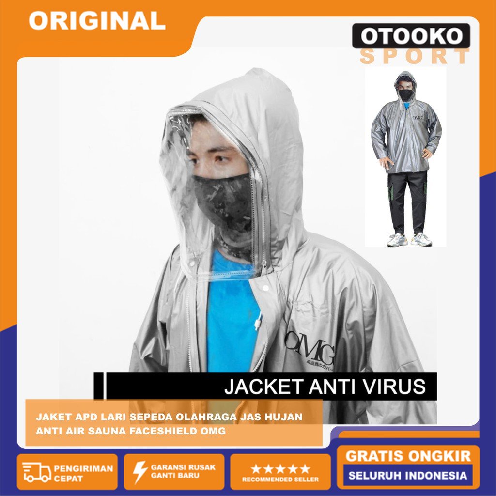 jaket apd lari sepeda olahraga jas hujan anti air sauna faceshield OMG