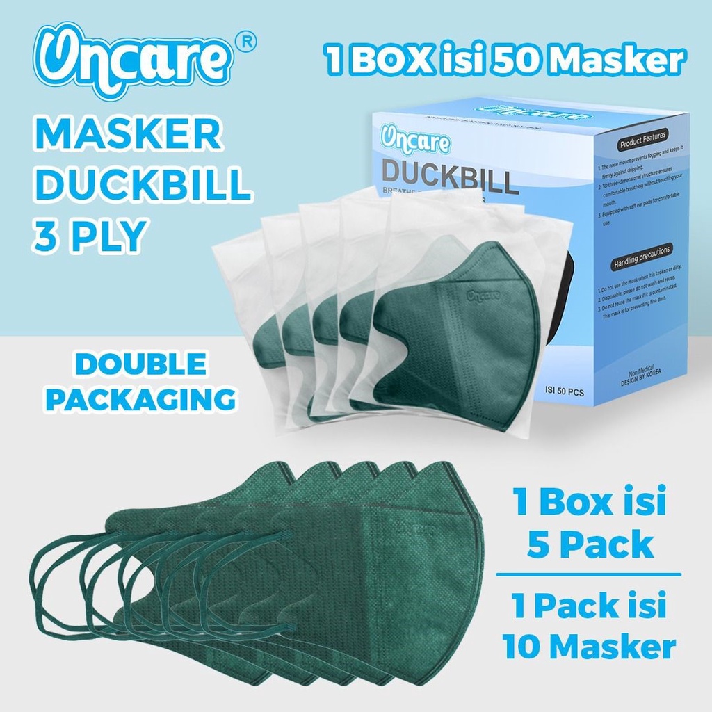 MASKER DUCKBILL ONCARE WARNA 3 PLY ISI 50 PICS