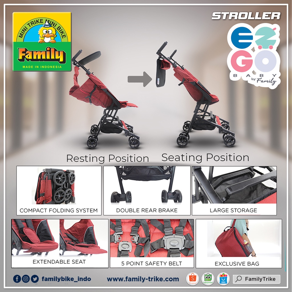 Bazar Sepeda - KERETA DORONG STROLLER FAMILY EZ GO FS 838
