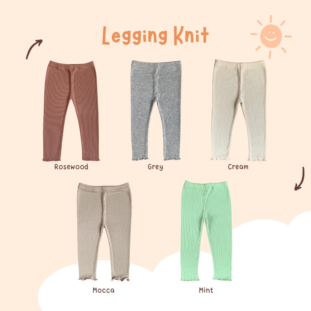 Yobebee Celana Legging Knit Panjang Anak Perempuan Usia 2 3 4 6 Tahun Bawahan Kids Pants Kaos Knit Salur Strech Melar Model Casual Santai Girls Anak Bayi Cewek