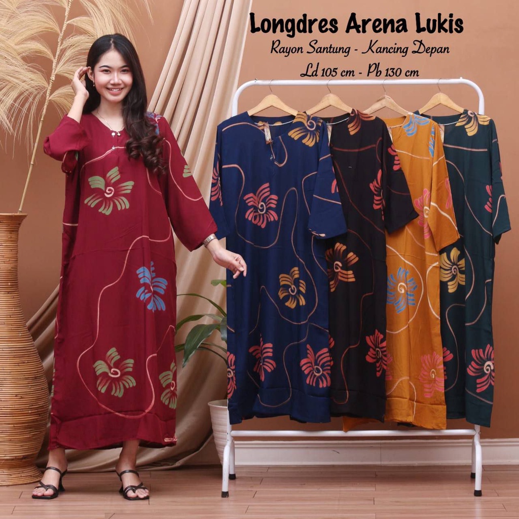 Daster Panjang Longdres Wanita Busui Kekinian Bahan Rayon