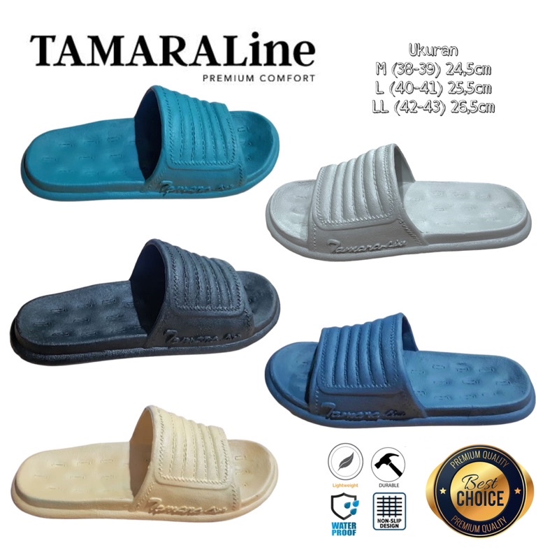 Sandal Selop Slide Slip on Karet Pria Wanita Unisex Dewasa / Remaja - TAMARALINE 228 / Bahan Premium Lentur Empuk Ringan Kuat Anti Slip Anti Air Model Sandal Casual Santai Rumah Hotel Outdoor Kamar Mandi Murah Original