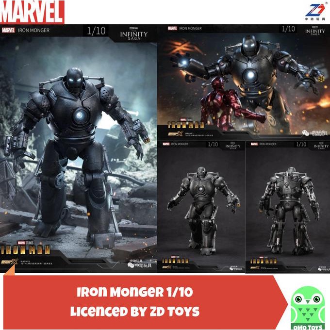 Marvel ZD Toys Iron monger 1/10 LED Ironman Original iron man MISB