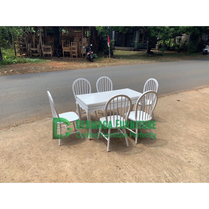 PRE ORDER SET AKAD KURSI BALON MAHONI SIAP PAKAI FINISHING DUCO PUTIH SOFA KURSI PELAMINAN DEKORASI 