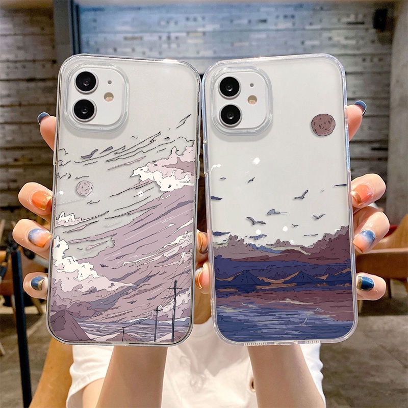 Casing Silikon OPPO Reno 6 6Z 6Pro Plus 6Lite 4SE 4F 4Lite 4Z 2F 2Z 5Z 5F 5Lite 5K 7Z 7SE 7Pro Motif Lukisan Pemandangan