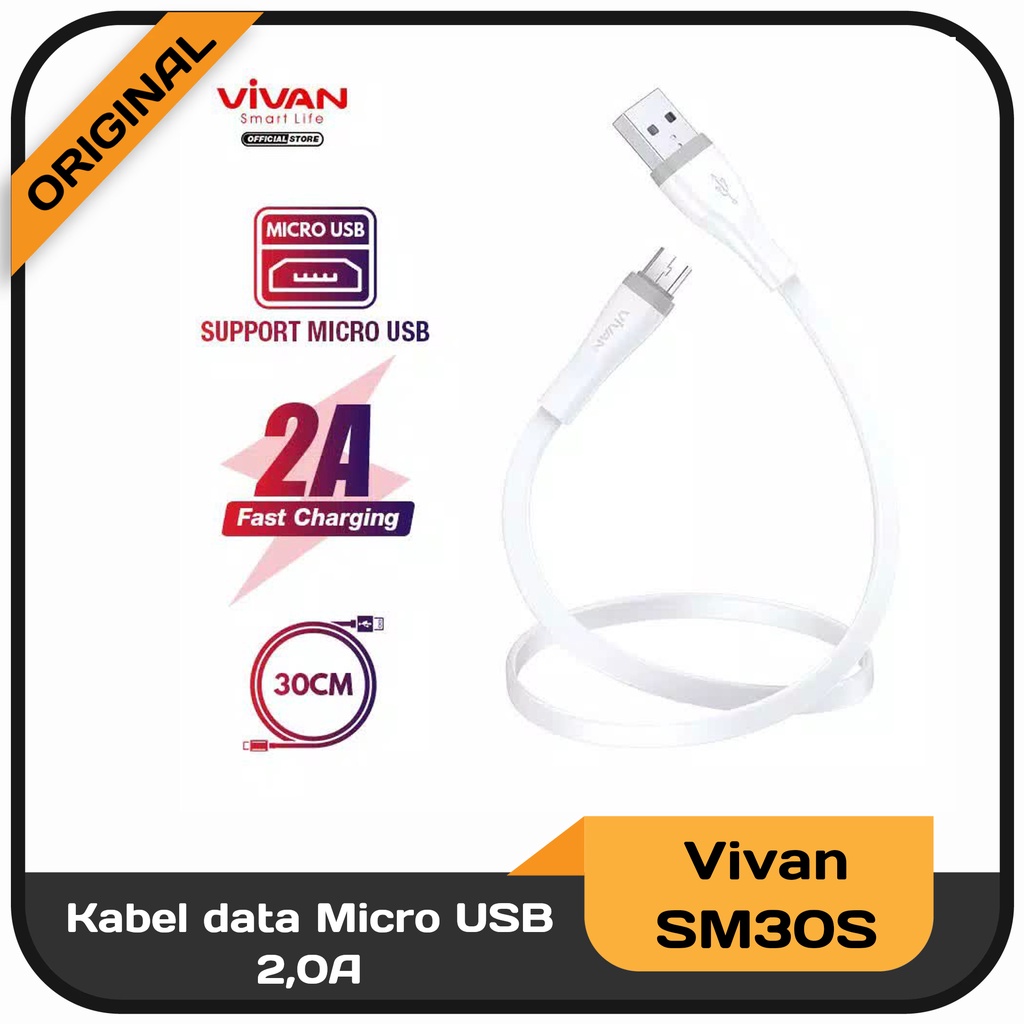 Kabel Data Powerbank 30 cm Vivan Fast Charging 2A - 2,4A