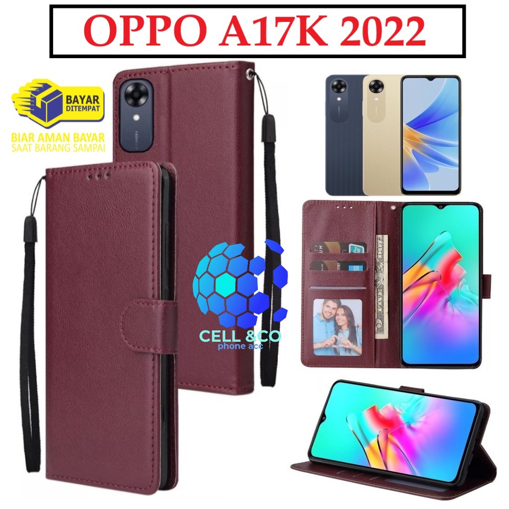 Flip cover NEW OPPO A17K 2022 TERBARU Flip case buka tutup kesing hp casing flip case leather wallet