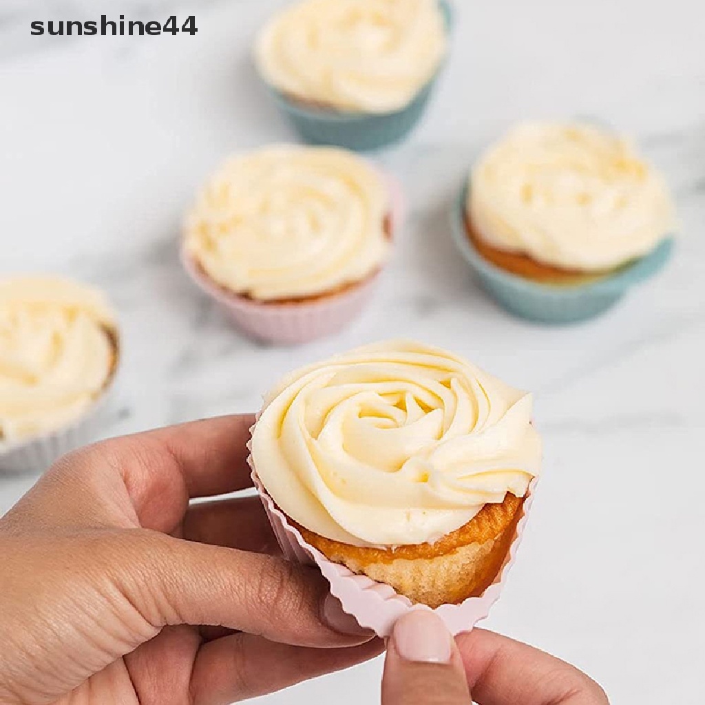 Sunshine 5Pcs / Set Cetakan Muffin Bahan Silikon Dapat Dipakai Ulang