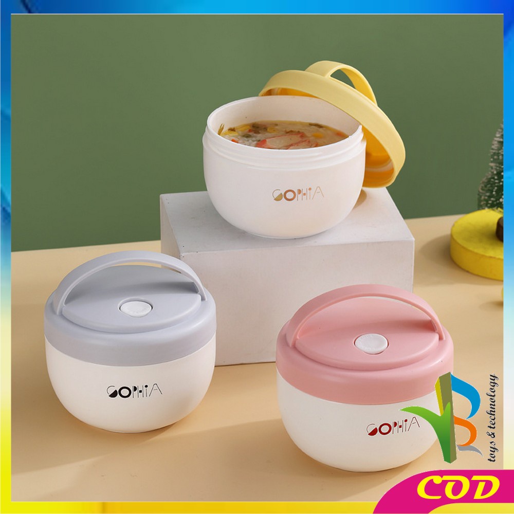 RB-C702 Tempat Soup Lunch Box Set 560ML Bentuk Mangkok Dengan Pegangan Anti Tumpah / Tempat Makan Bubur Kotak Bekal Sup Portable BPA FREE