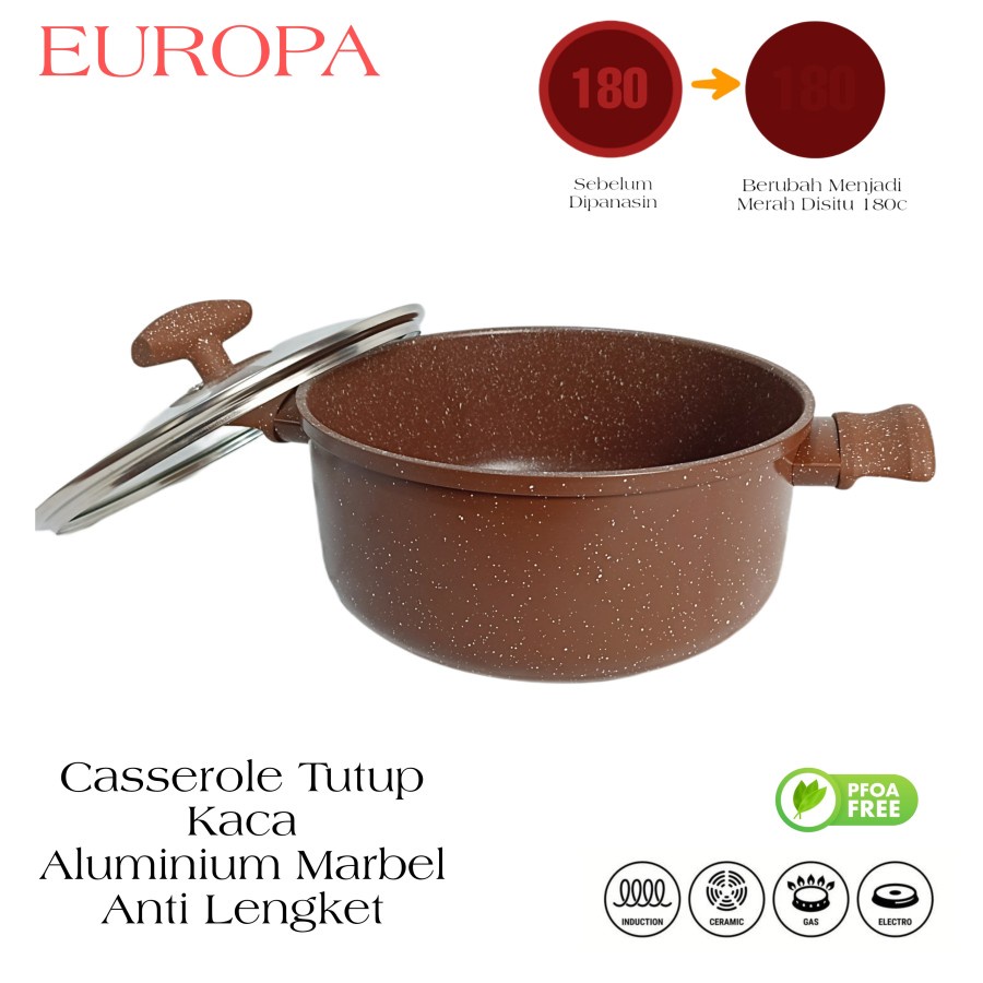 Casserole Anti Lengket Red Dot 180 Europa Coating Marbel Diameter 22Cm