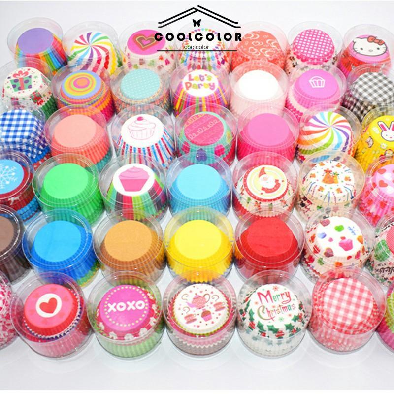 COD❤️100 Pcs Muffin Warna-warni Cupcake Kertas Cangkir Kue Kotak Kue Cup Case Cup Cake Kertas Kue- cl