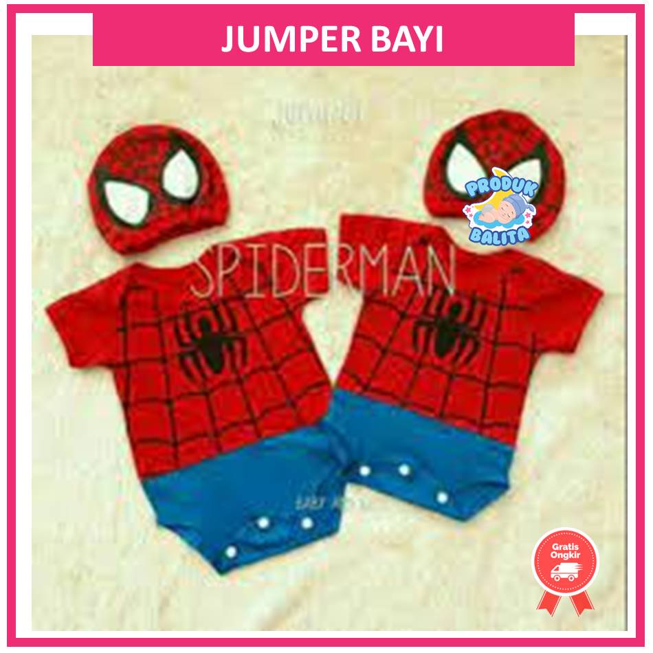 Baju Jumper Bayi Baby Kostum Karakter Spiderman Lucu Perempuan Laki Laki