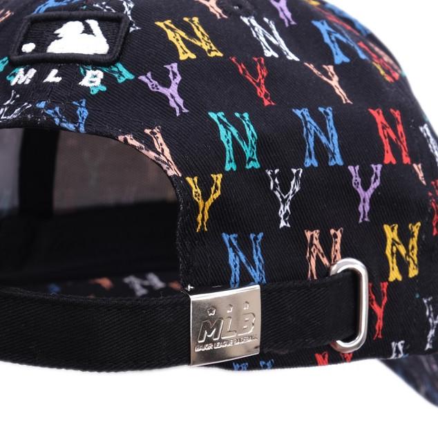 MLB New York Yankees Monogram Rainbow Structured Ball Cap - Black