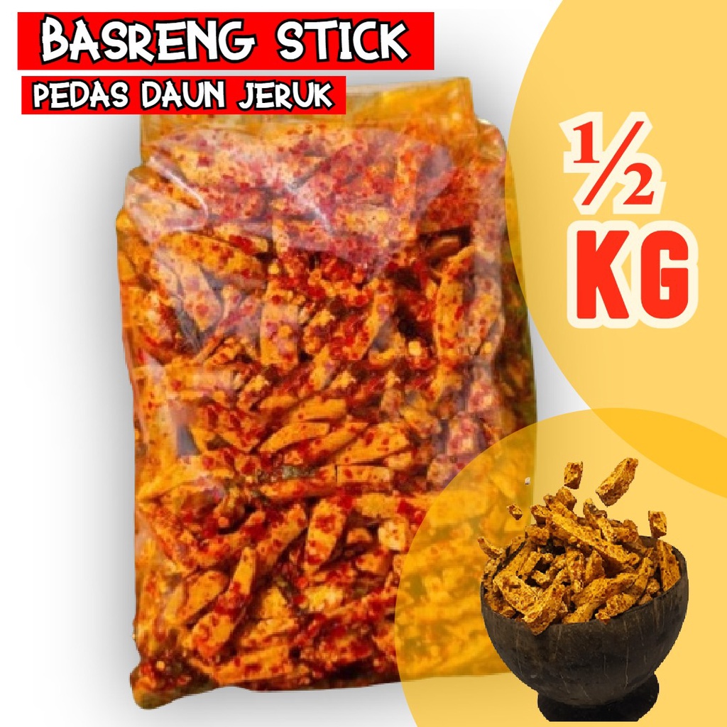 

500 Gram Basreng Pedas Daun Jeruk Basreng Stik Pedas Daun jeruk