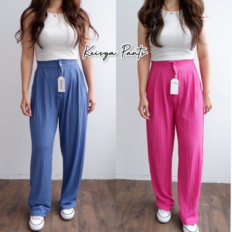 Keisya Basic Cullote Pants - Celana Kulot Kancing Wanita Knit Import Premium - Celana Panjang High Quality Korea Kekinian Terbaru  Rakku 885