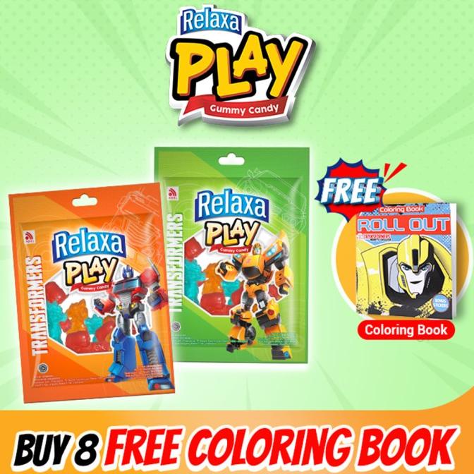 

TERBARU Relaxa Play Happy Package Transformers (Buy 8 Free 1 Coloring Book) /PERMEN LUNAK/PERMEN VIRAL/PERMEN MILO/PERMEN YUPI/PERMEN JADUL/PERMEN KARET