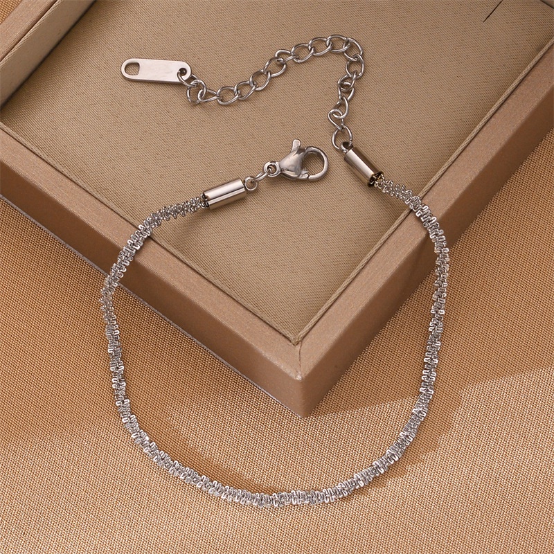 Gelang tangan rantai bergerigi Titanium Korea Style Wanita Anti Karat