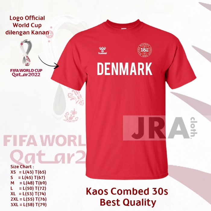 KAOS BAJU PIALA DUNIA WORLD CUP 2022 DENMARK HOME COMBED 30s