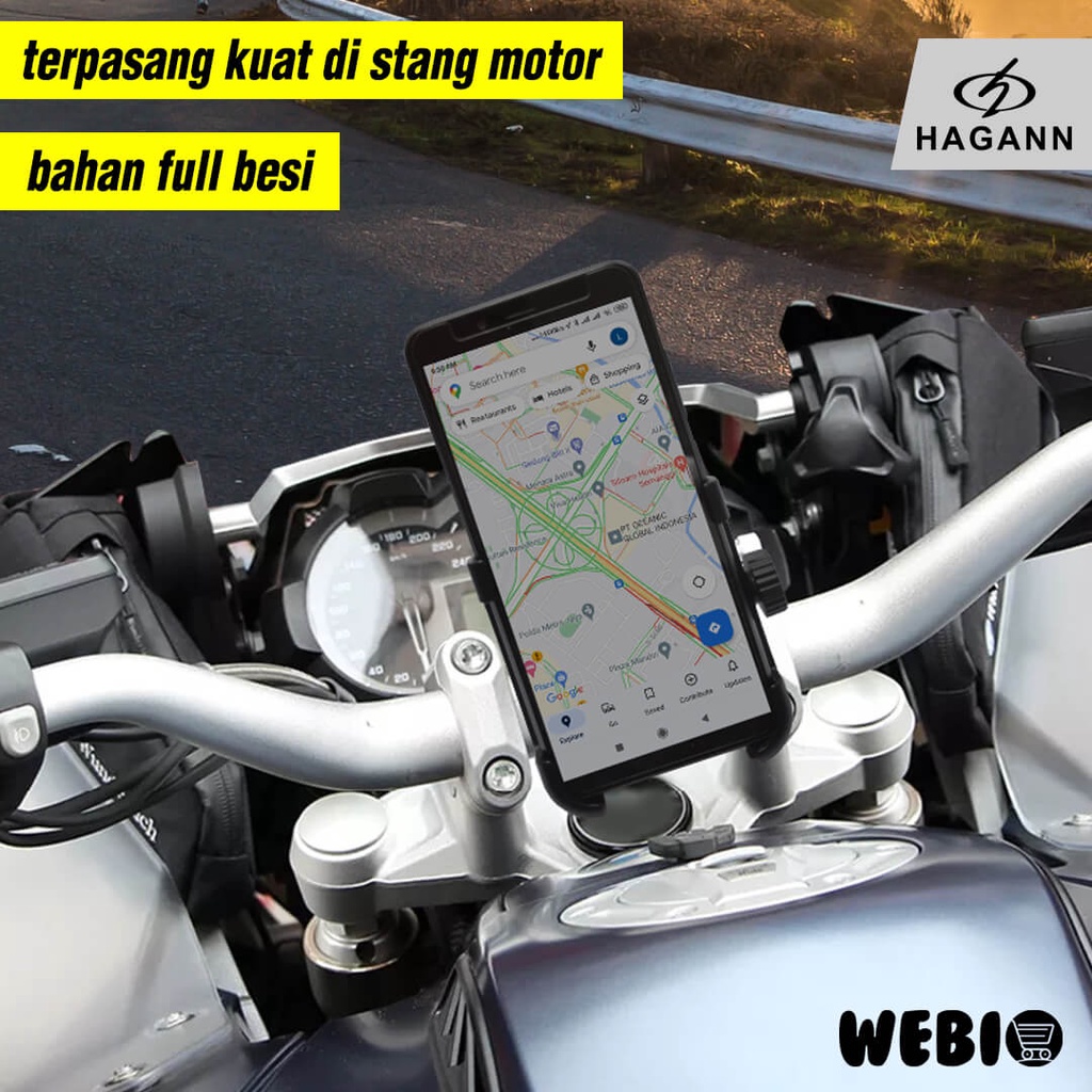 HAGANN SHO-1002 Holder HP Motor Stang Stand Dudukan Handphone Besi | Pegangan HP Phone Holder Garansi 1 Tahun