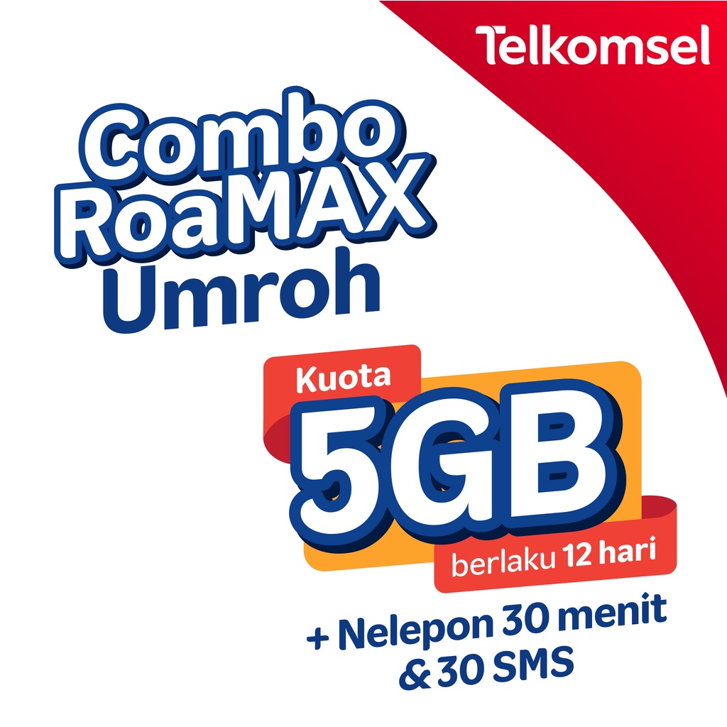 Paket Internet Combo RoaMAX UMROH - Telkomsel 5Gb / 12 Hari