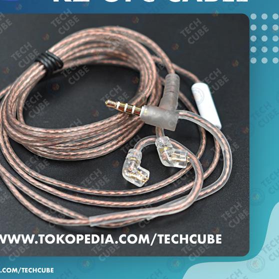 KZ Kabel Cable OFC Flat with Mic Upgrade KZ Type C ZEX ZSN PRO X DQ6 - Brown OFC Pin C