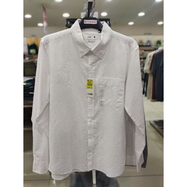 baju kemeja pria lengan panjang putih polos merk cole