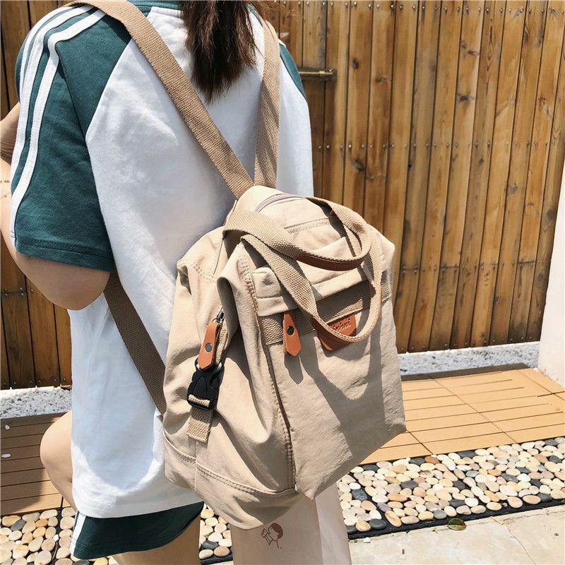 ☍Seraser Schoolbag Wanita Versi Korea dari Siswa SMA Kasual Sederhana Hutan Bf Vintage Nylon Kanvas Ransel