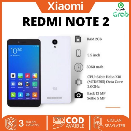 [baru] hp xiaomi redmi note 2 rom 32gb ram 2gb 4g lte helio | handphone memory 32gb