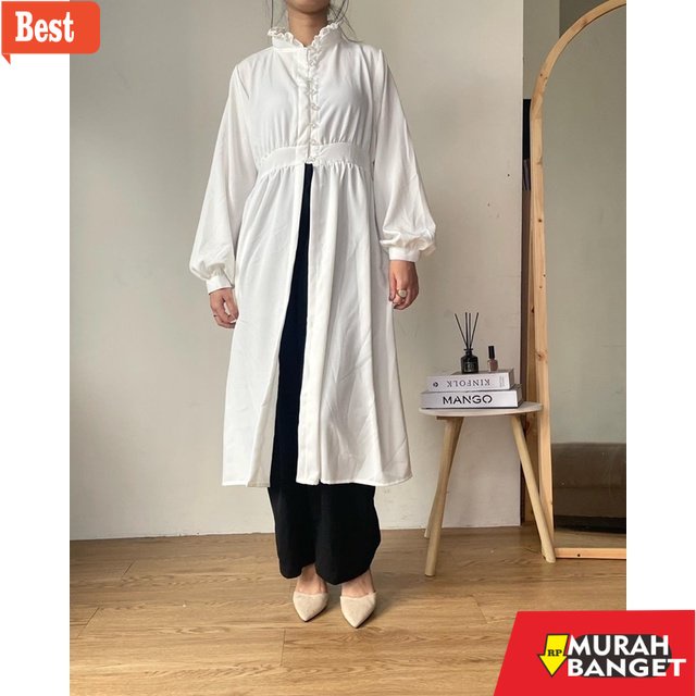 model dress terbaru 2022 Moda White Tunik | Tunik Wanita | Korean Dress | Tunik Polos | Tunik Putih 