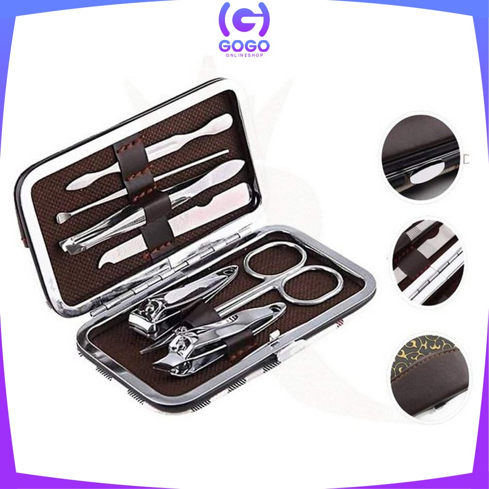 GOGO-K63 Manicure Pedicure Set 7 in 1 Mini Stainless Stell Gunting Kuku Portable Tools Set Perawatan Kuku Nail Art Menicure Pedicure Set Dengan Dompet