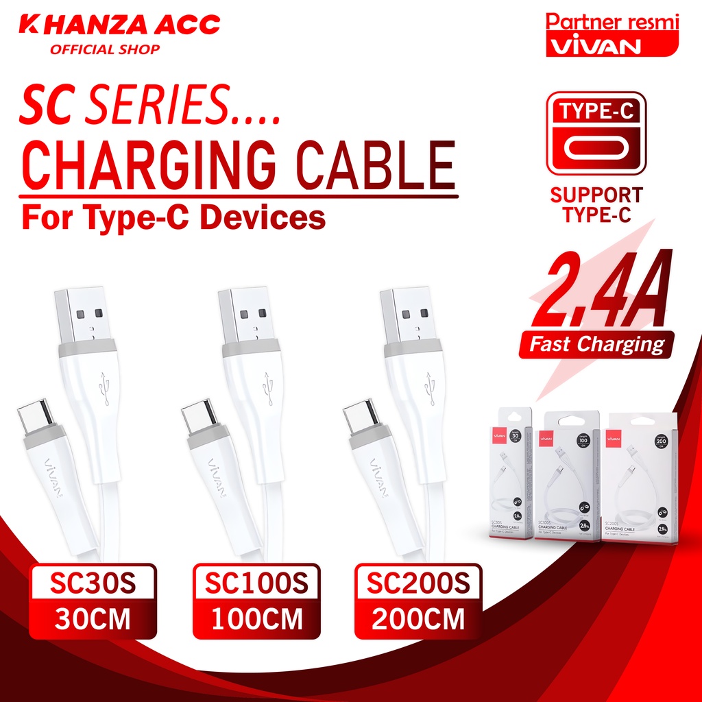 KHANZAACC VIVAN SC30S / SC100S / SC200S Kabel Data Type C 2.4A Fast Charging