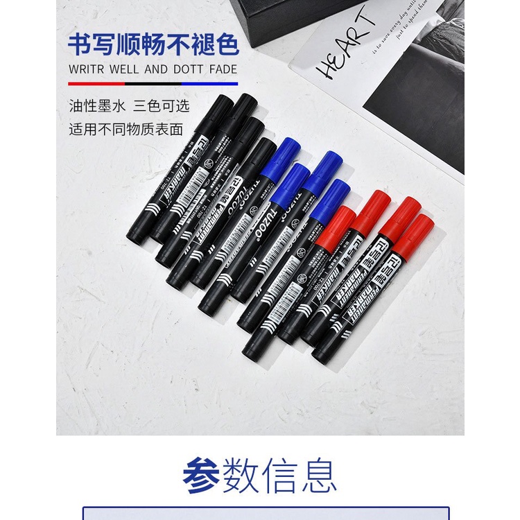 HengDa Spidol Permanen Permanent Marker Merah Biru Hitam Impor Token's Pen