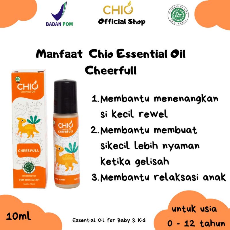 CHIO Roll On Cheerfull Bye- Bye Tantrum Baby and Kid essential oil/ minyak oles cessa