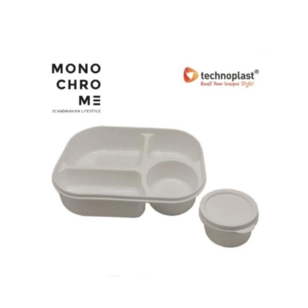 KOTAK MAKAN LUNCH BOX MONOCHROME WITH MINI SOUP BY TECHNOPLAST