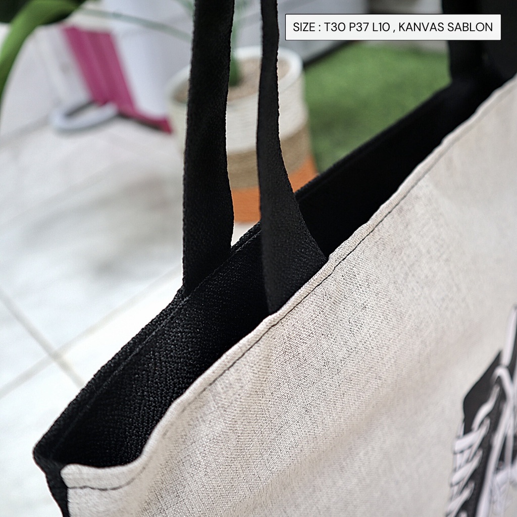 [RESLETING] Bahan TEBAL Tote bag kanvas totebag wanita polos motif tas semarang jateng unik limited