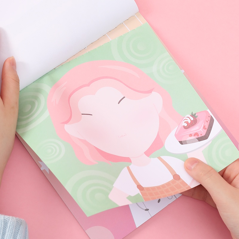 4pcs Set Stiker Pertunjukan Makeup Gadis Kartun Kreatif Untuk Anak Remaja