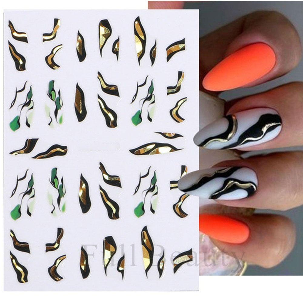 Solighter Nail Art Stiker Dekorasi Kuku Perekat Diri Aksesoris Perhiasan Kuku Retro