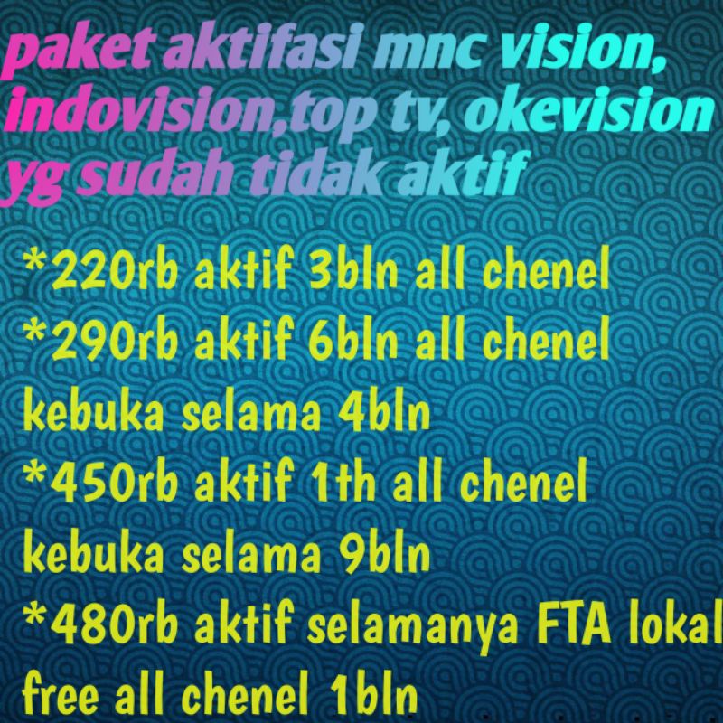 jasa pengaktifan MNC vision aktifasi murah untuk pelangan indovision MNC vision yg status predis
