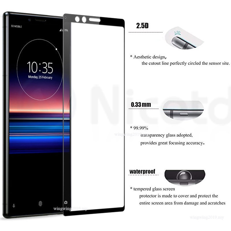 3-1pc Pelindung Layar Tempered Glass Untuk Sony Xperia L3 1 5 10 II 10 II