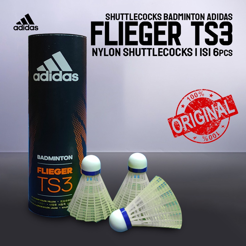 Shuttlecock Cock Plastik Adidas Flieger TS3 Medium Speed Nylon Isi 6